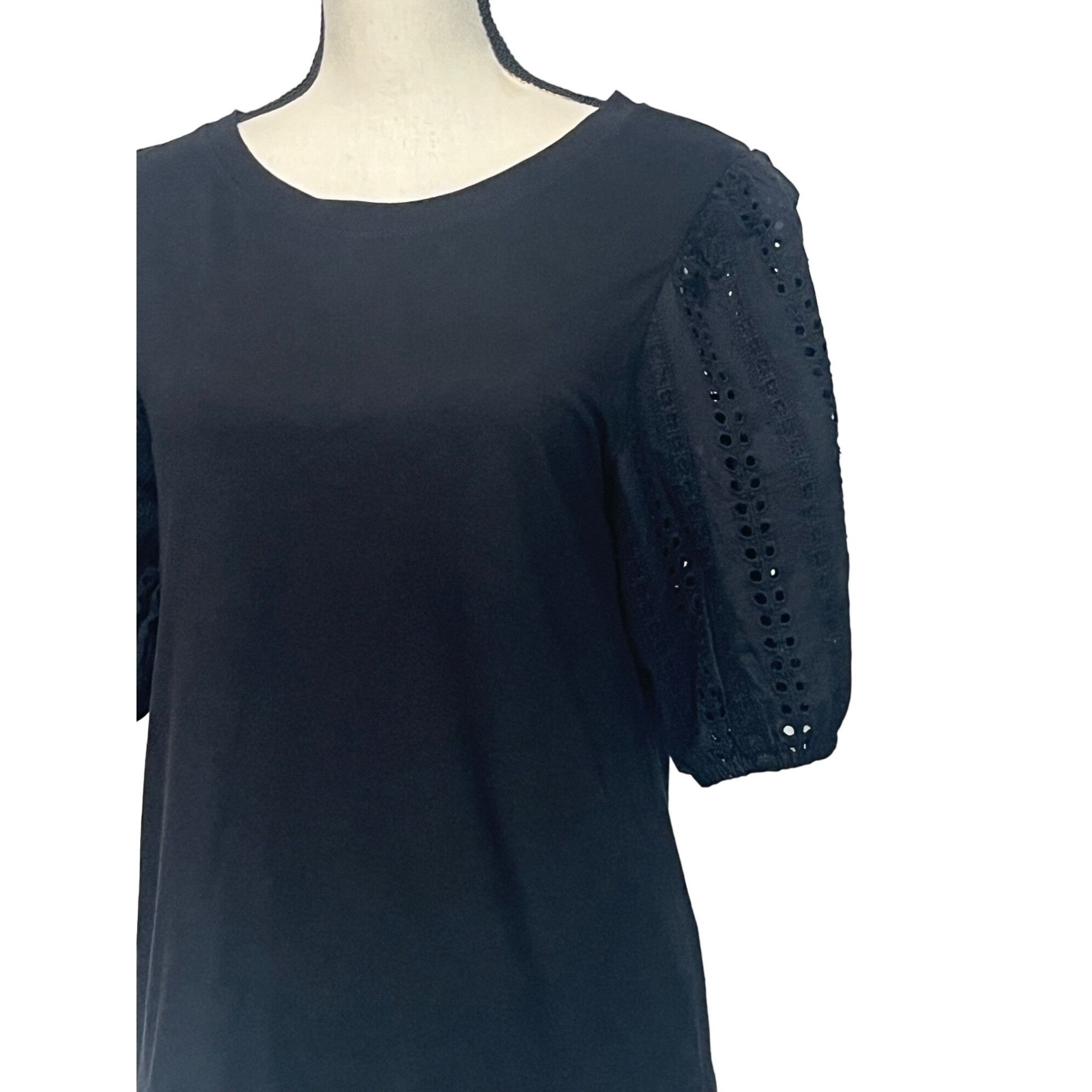 Other Faith & Zoe Women’s Eyelet Ballon Sleeve Top, Black, M Size M / US 6-8 / IT 42-44 - 3 Thumbnail