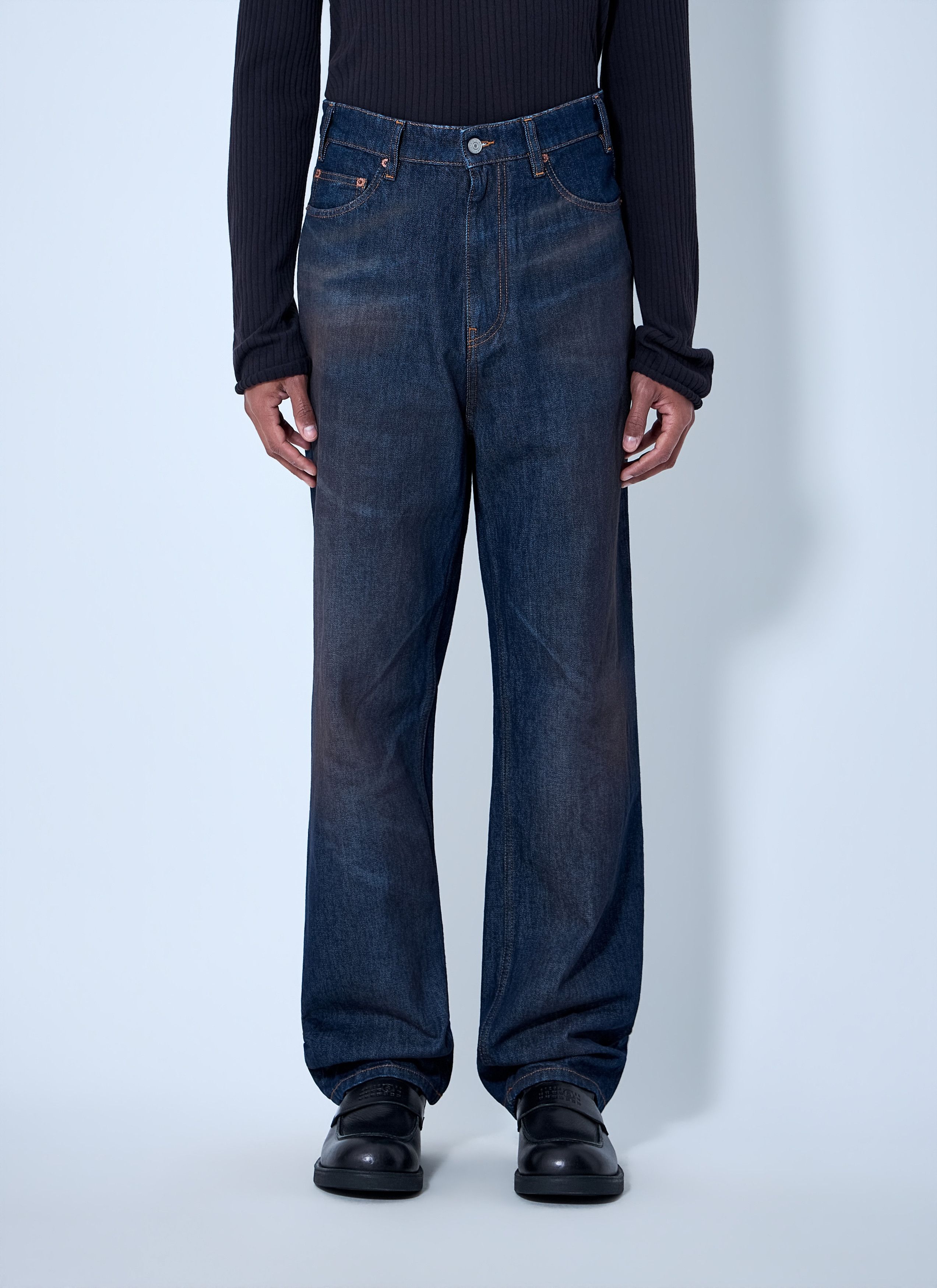 MM6 Crease Effect Wide Leg Jeans | Grailed