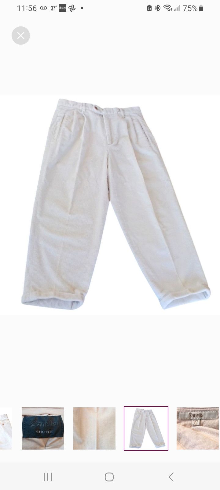 ZANELLA ©️2000 Men's White Corduroy Pants