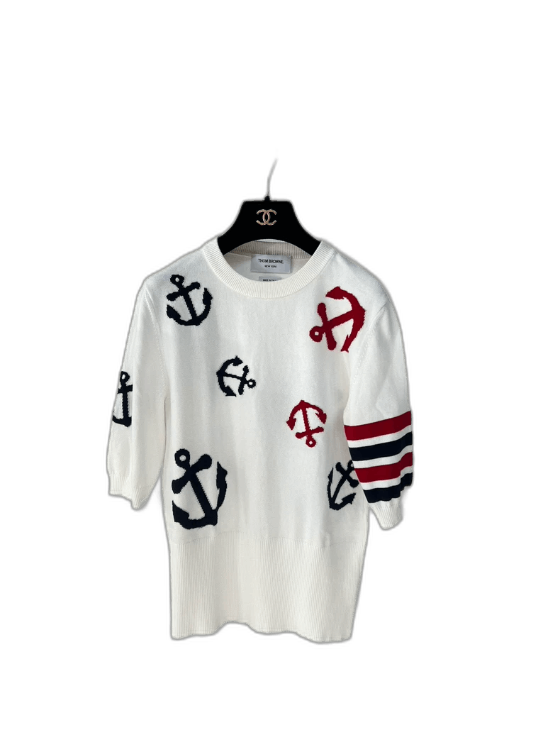 Thom Browne Thom Browne Short Sleeve Anchor Sweater Size S / US 4 / IT 40 - 1 Thumbnail