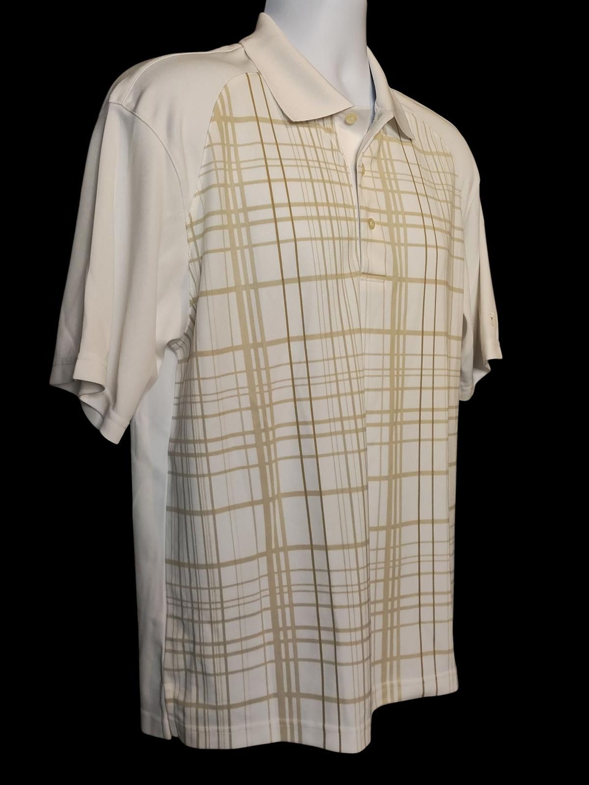 PGA Tour PGA Tour Men's Short Sleeve Polo Shirt w/Beige Plaid Pattern Size US M / EU 48-50 / 2 - 4 Thumbnail