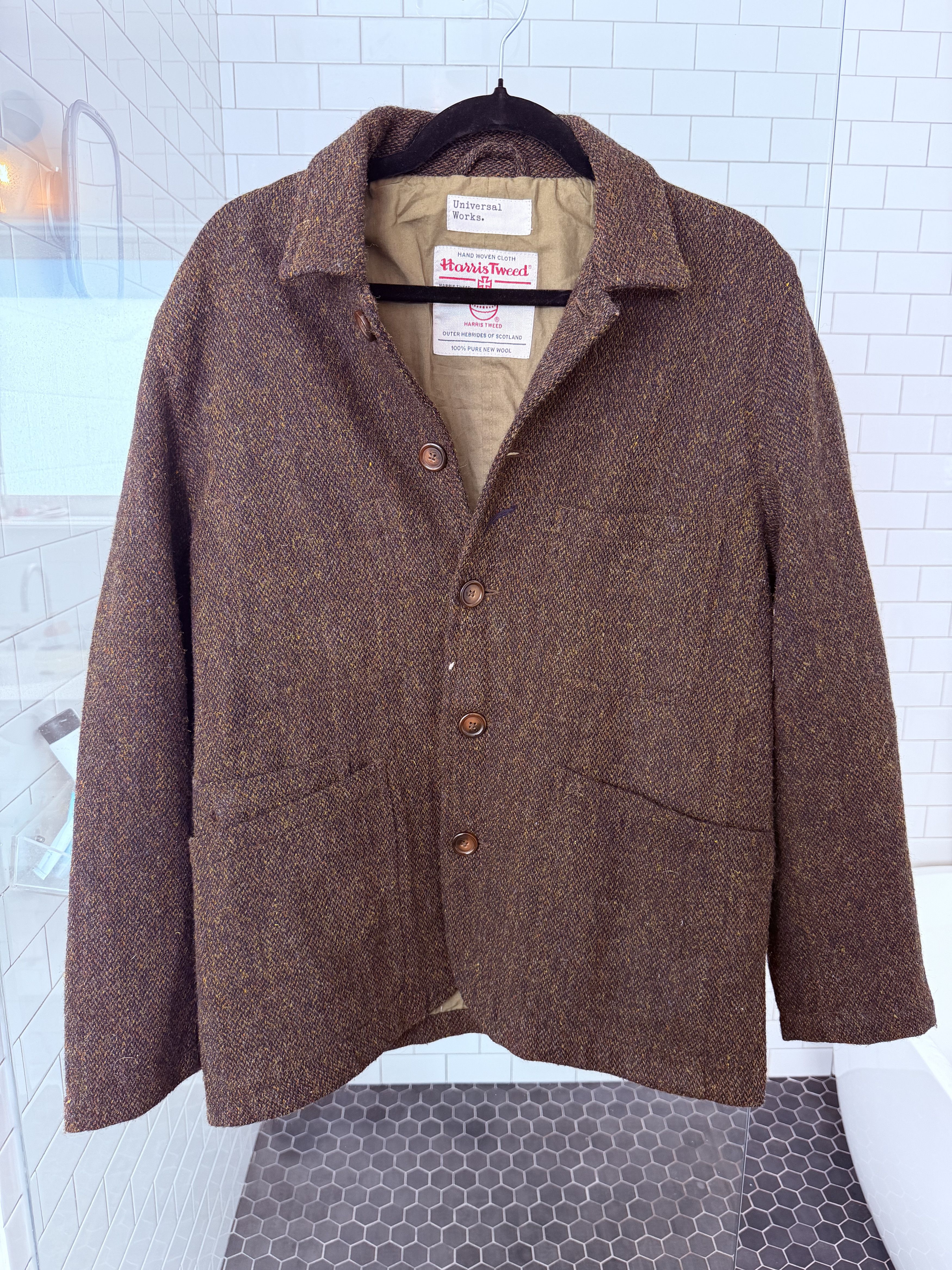 Universal Works x Harris Tweed Brown chore coat