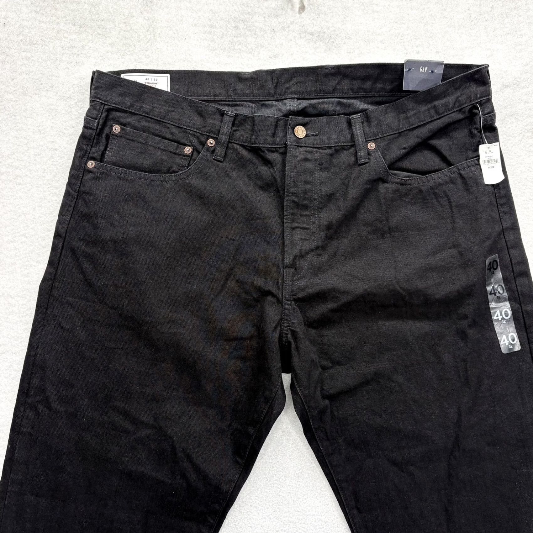Gap Gap Jeans Mens 40x32 Denim Straight Black Dark Wash NWT Regular Pants Waist 40 Inseam 32 Cotton Zip Size US 40 / EU 56 - 2 Thumbnail