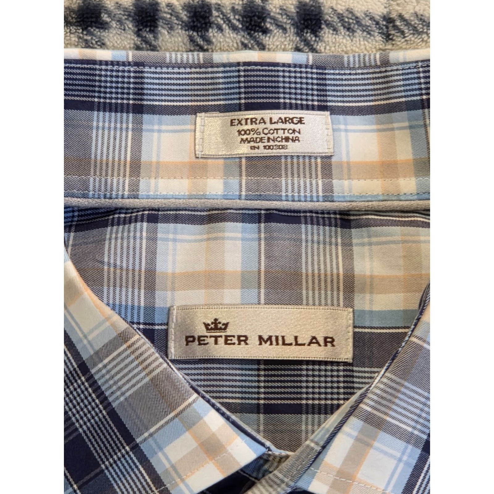 Peter Millar Peter Millar Shirt Button-Up Long Sleeve Blue Plaid Men's XL 100% Cotton Classic Preppy Size US XL / EU 56 / 4 - 6 Thumbnail