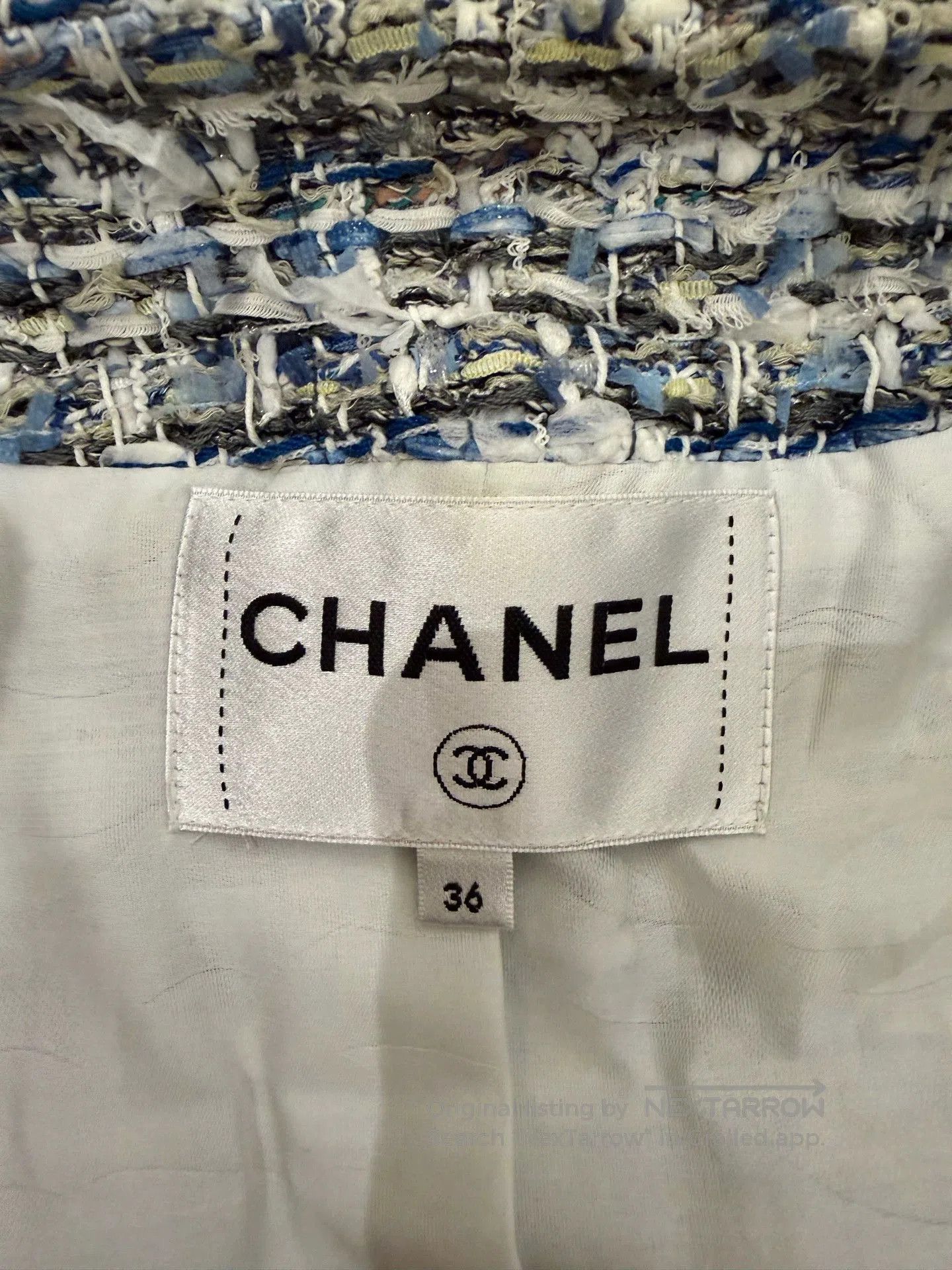 Chanel Chanel Waterfall Blue White Tweed Jacket. Size US M / EU 48-50 / 2 - 3 Thumbnail
