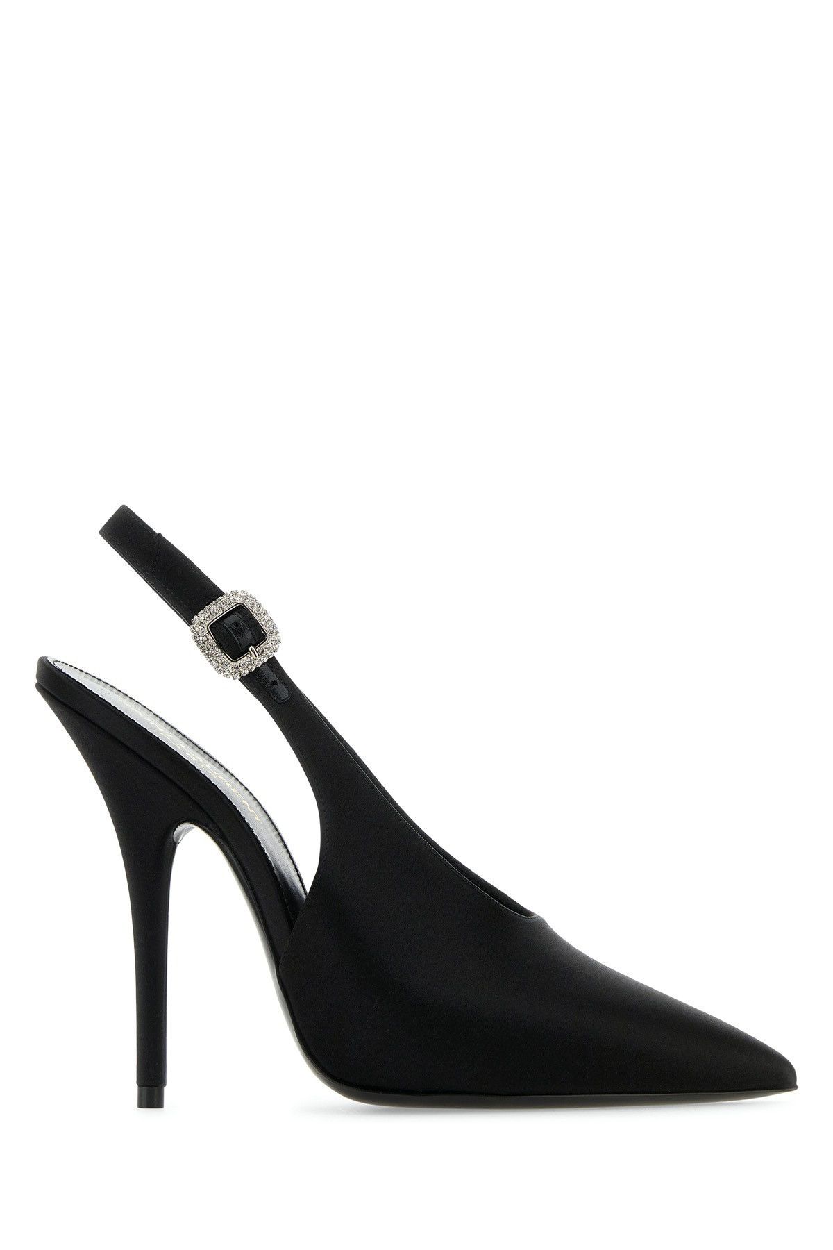 Saint Laurent Paris o1s1wg111124 Yasmeen Slingback Pumps in Silk Satin in Black Size US 7.5 / IT 37.5 - 1 Thumbnail