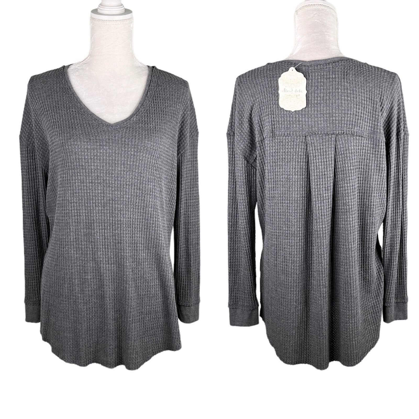 Other Altar'd State Thermal Top Charcoal Gray Waffle Small New Size S / US 4 / IT 40 - 1 Thumbnail