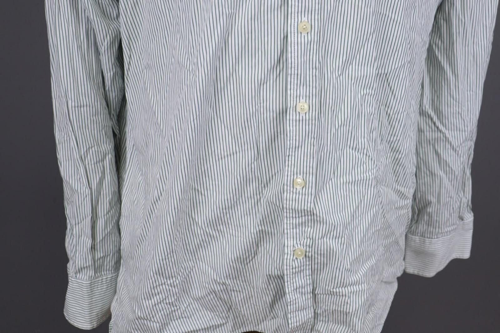 Designer Hackett London Classi Fit White Striped Down Shirt Size XL Size US XL / EU 56 / 4 - 9 Thumbnail
