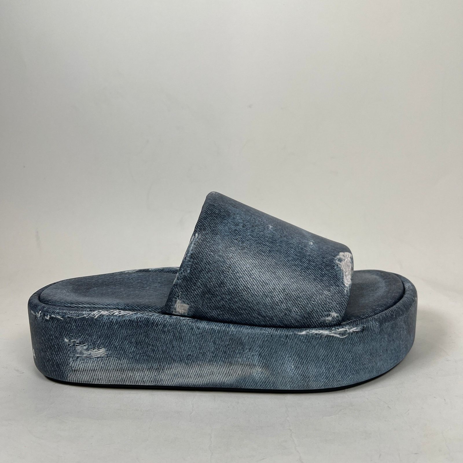 Balenciaga Balenciaga Blue Denim Trompe L'oeil Platform Slide Size 40 Size US 10 / IT 40 - 1 Thumbnail
