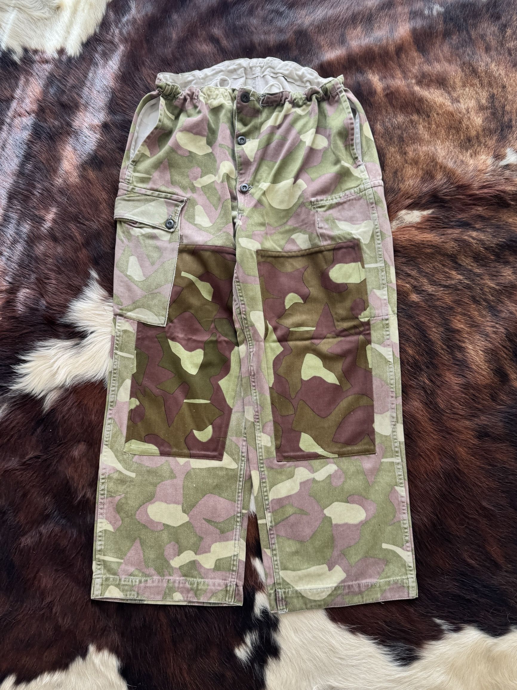 Vintage 60s Finnish Camou Cargo Pants Size 28" / US 6 / IT 42 - 2 Thumbnail