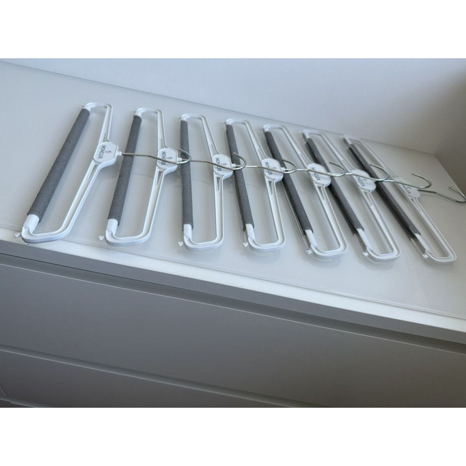 Moncler logo made in italy plastic metal hook white hangers