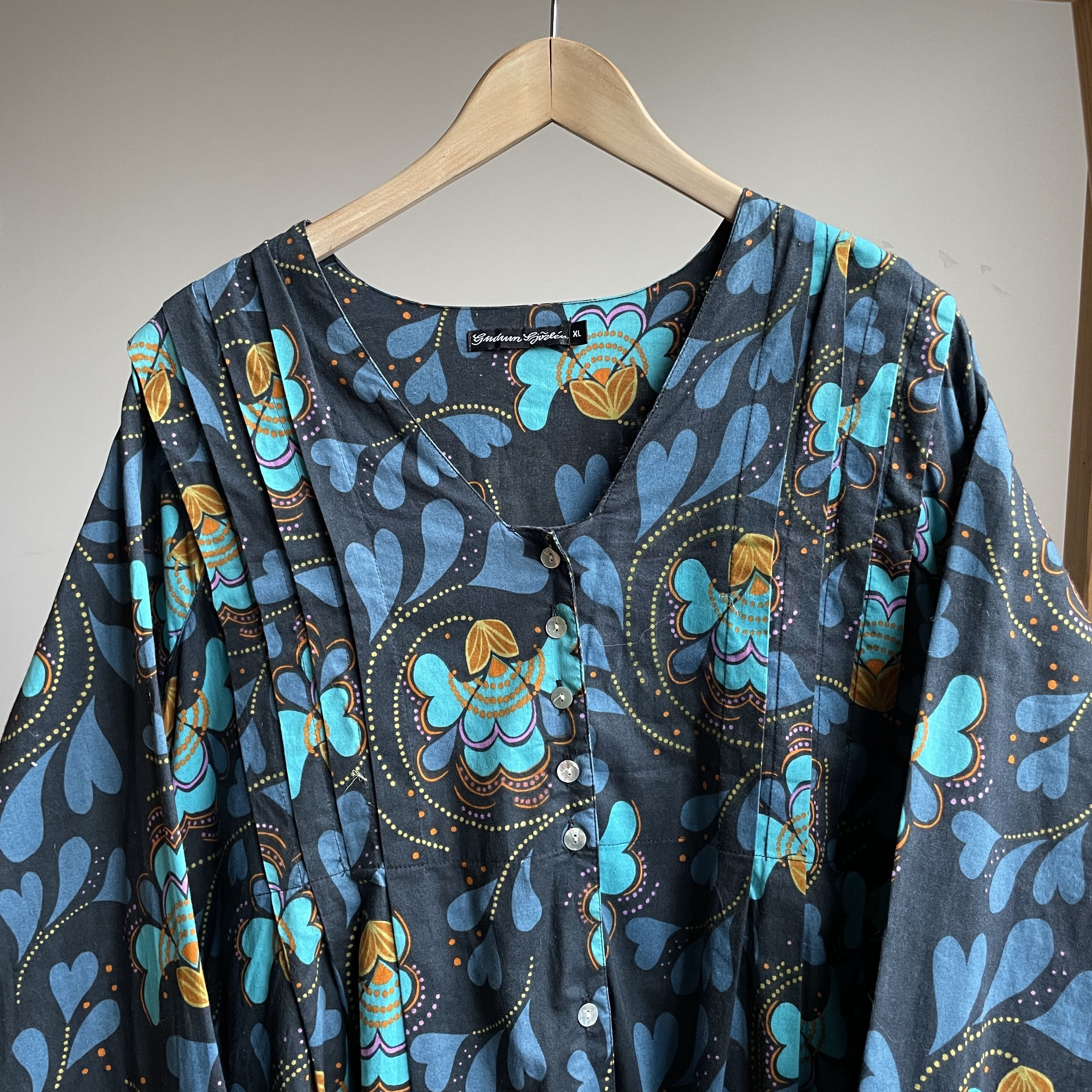 Gudrun Sjoden Gudrun Sjoden Pleated Floral Cotton Tunic Dress Size XL Size XL / US 12-14 / IT 48-50 - 5 Thumbnail