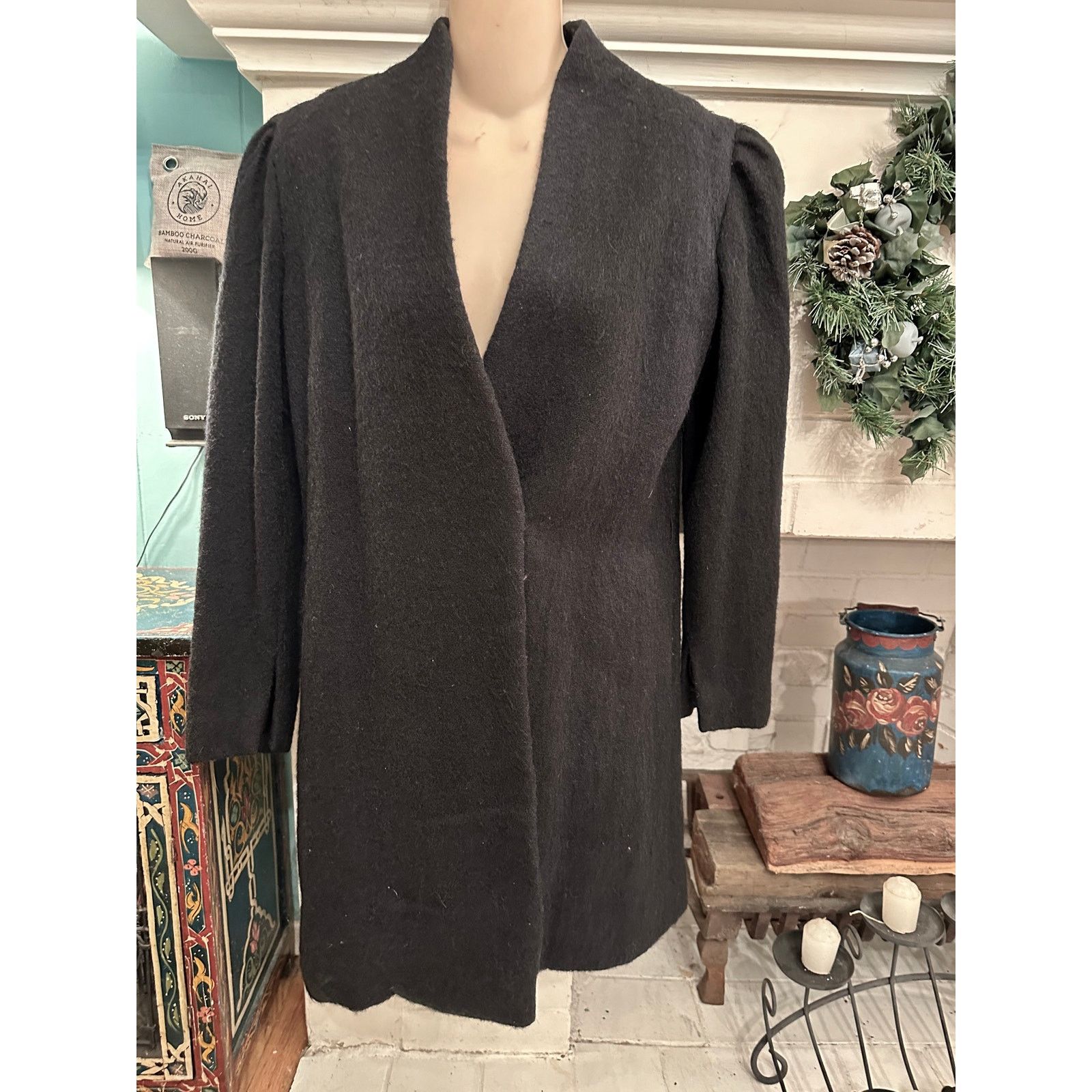 Other RARE VINTAGE 70's AUSTIN-ZUUR HALSTON BLACK WOOL COAT Size S / US 4 / IT 40 - 1 Thumbnail