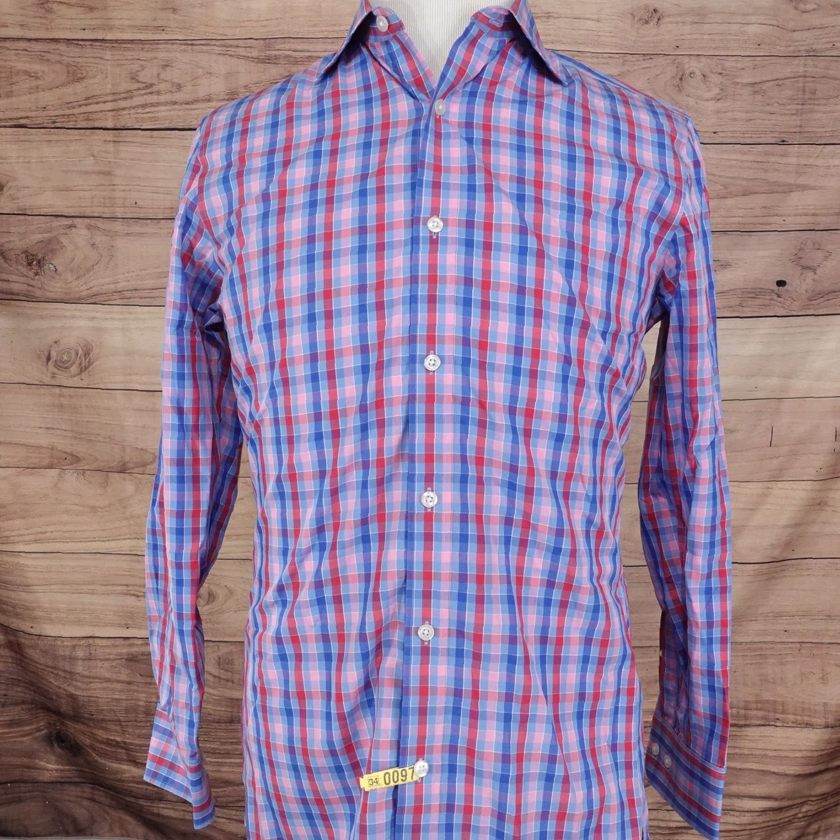 Bonobos Bonobos Men's Dress Shirt 15.5 Regular Fit Long Sleeve Check Cotton Collared Button Up Multicolor Business Casual Wedding Size 40R - 3 Thumbnail
