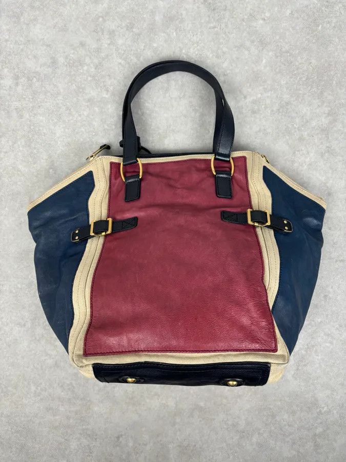 Yves Saint Laurent 2000s Yves Saint Laurent Burgundy Leather Colorblock Handle Bag Size ONE SIZE - 8 Thumbnail