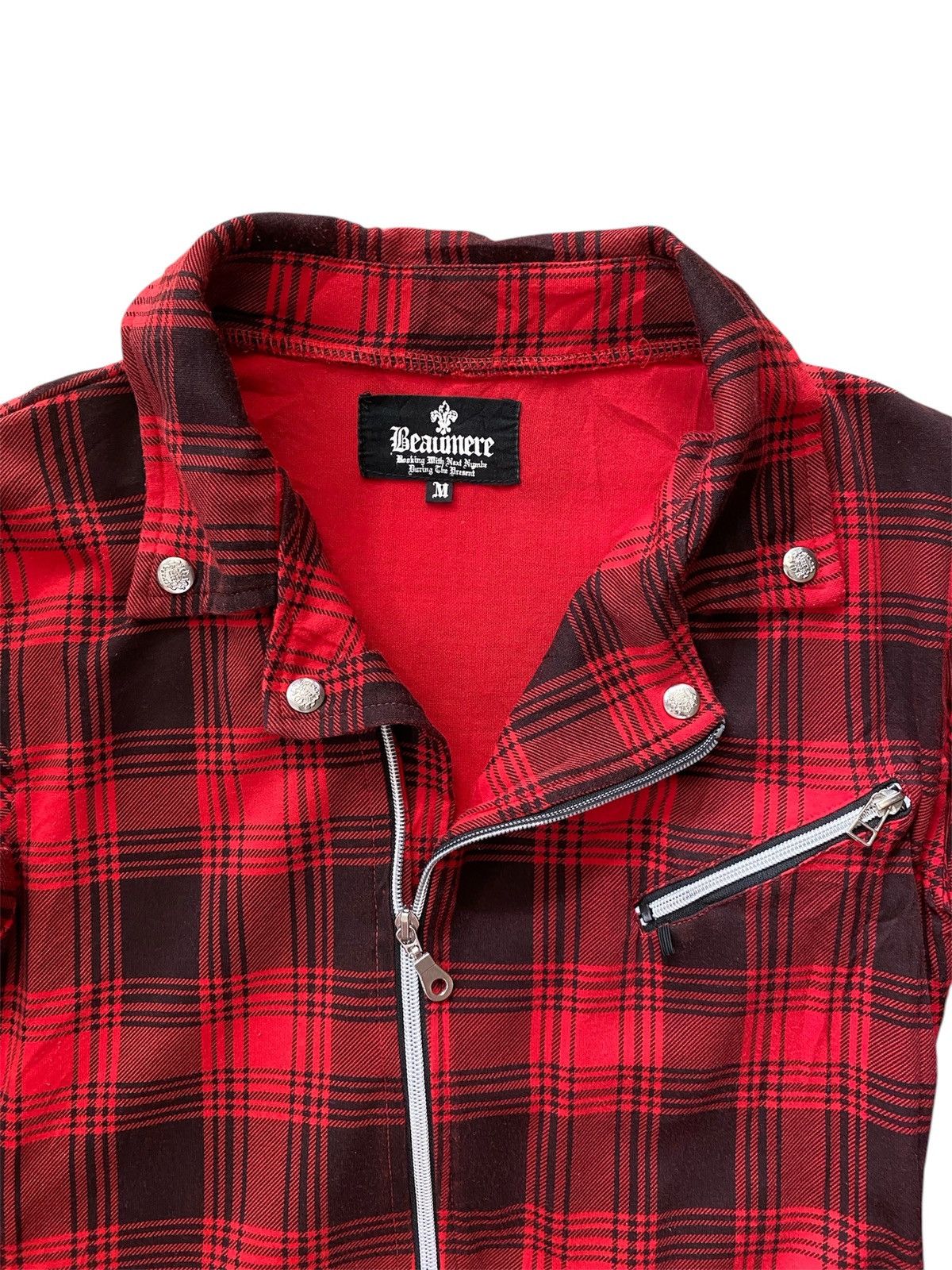 If Six Was Nine × Japanese Brand × Vintage VINTAGE BEAUMERE CHECKERED PUNK DESIGN ZIPPER JACKET Size US M / EU 48-50 / 2 - 3 Thumbnail