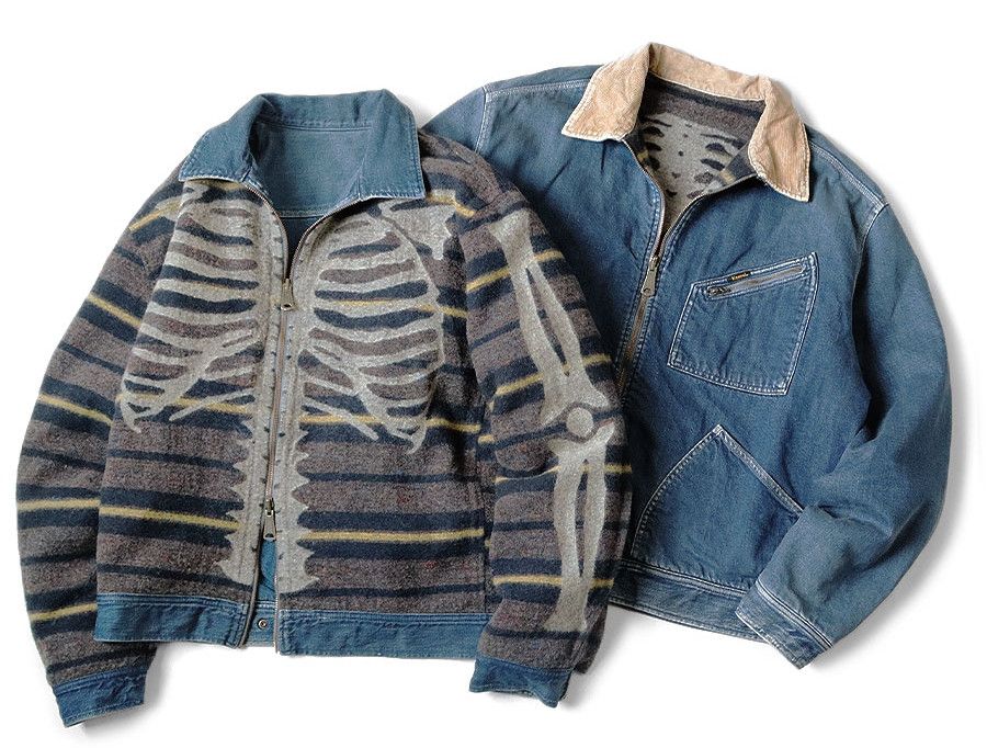 image of Kapital 11.5Oz Denim Bone Reversible Zip-Up Work Jacket in Indigo, Men's (Size Medium)