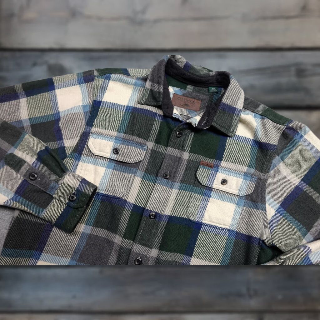 Orvis Orvis Button-Up Long Sleeve Flannel Shirt Mens Large Green Plaid with Pockets Size US L / EU 52-54 / 3 - 1 Thumbnail