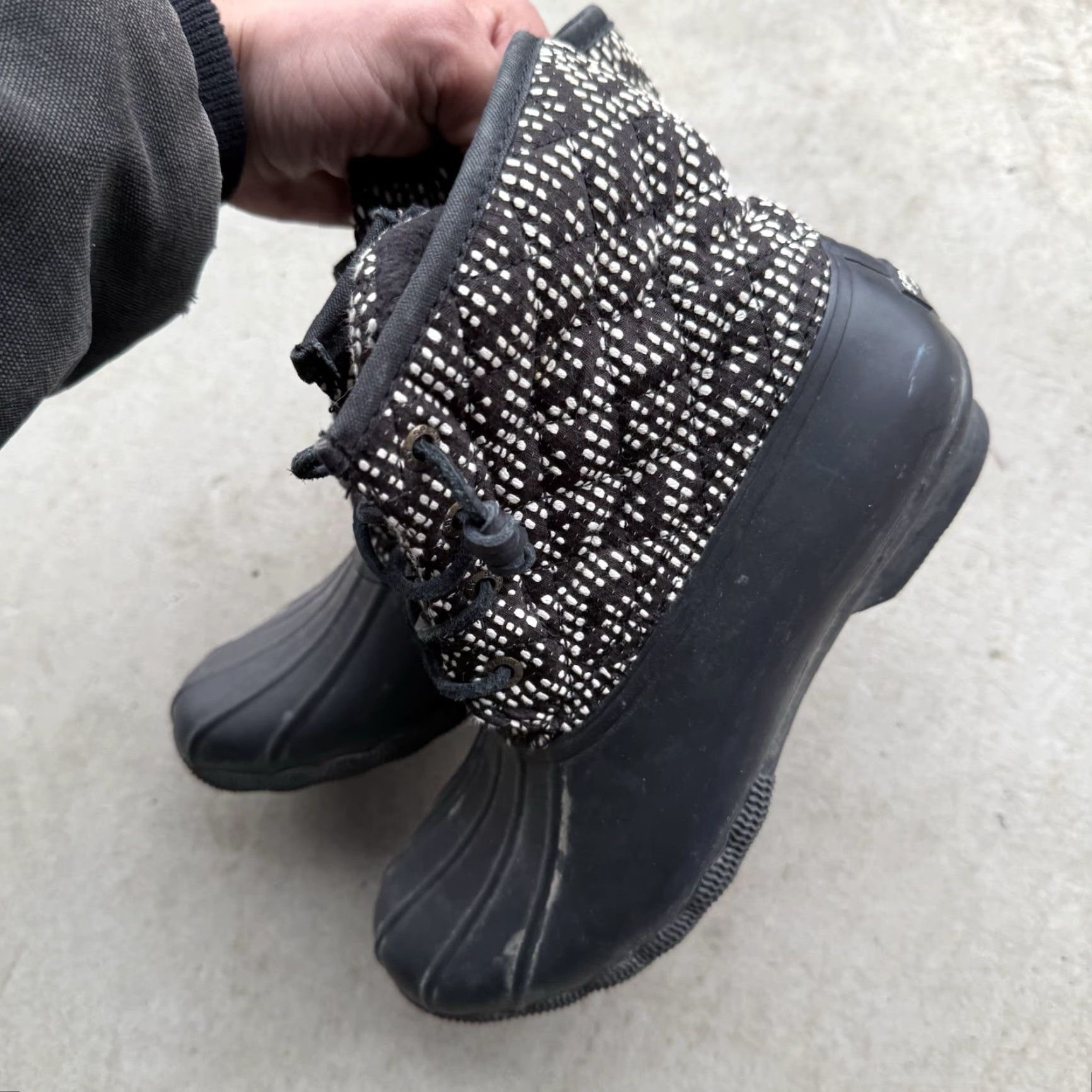 Sperry VINTAGE SPERRY Top-Sider Saltwater Duck Boots Tribal Black/White Women’s 6.5 Waterproof Rubber Snow Boot Women Size US 7 / IT 37 - 5 Thumbnail