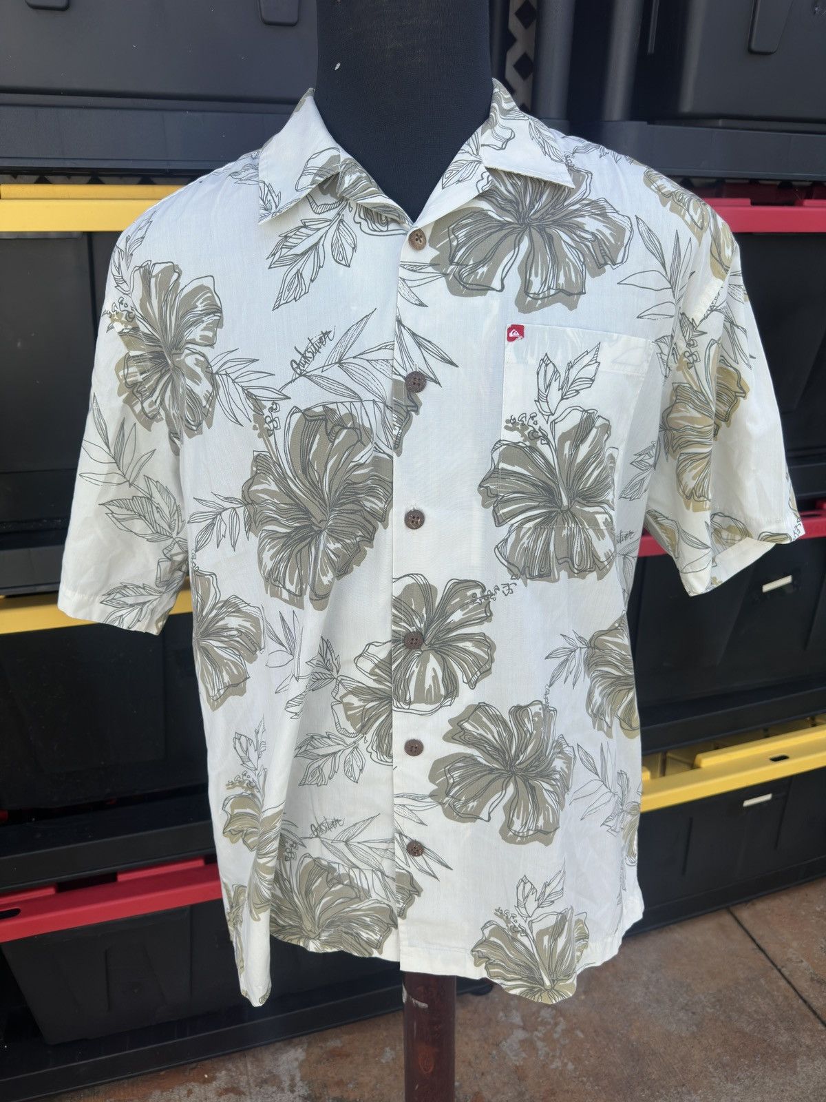 Quiksilver Quiksilver Hawaiian Print White/Gray Men's Medium Size US M / EU 48-50 / 2 - 1 Thumbnail