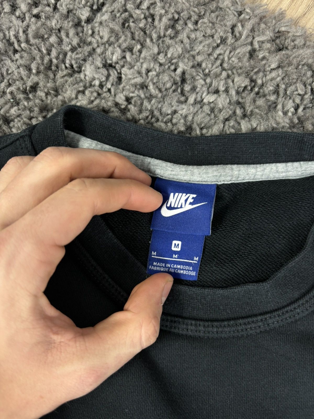 Nike × Vintage Vintage Nike Sweatshirt Navy Swoosh Logo Minimalistic Hoodie Size US M / EU 48-50 / 2 - 5 Thumbnail