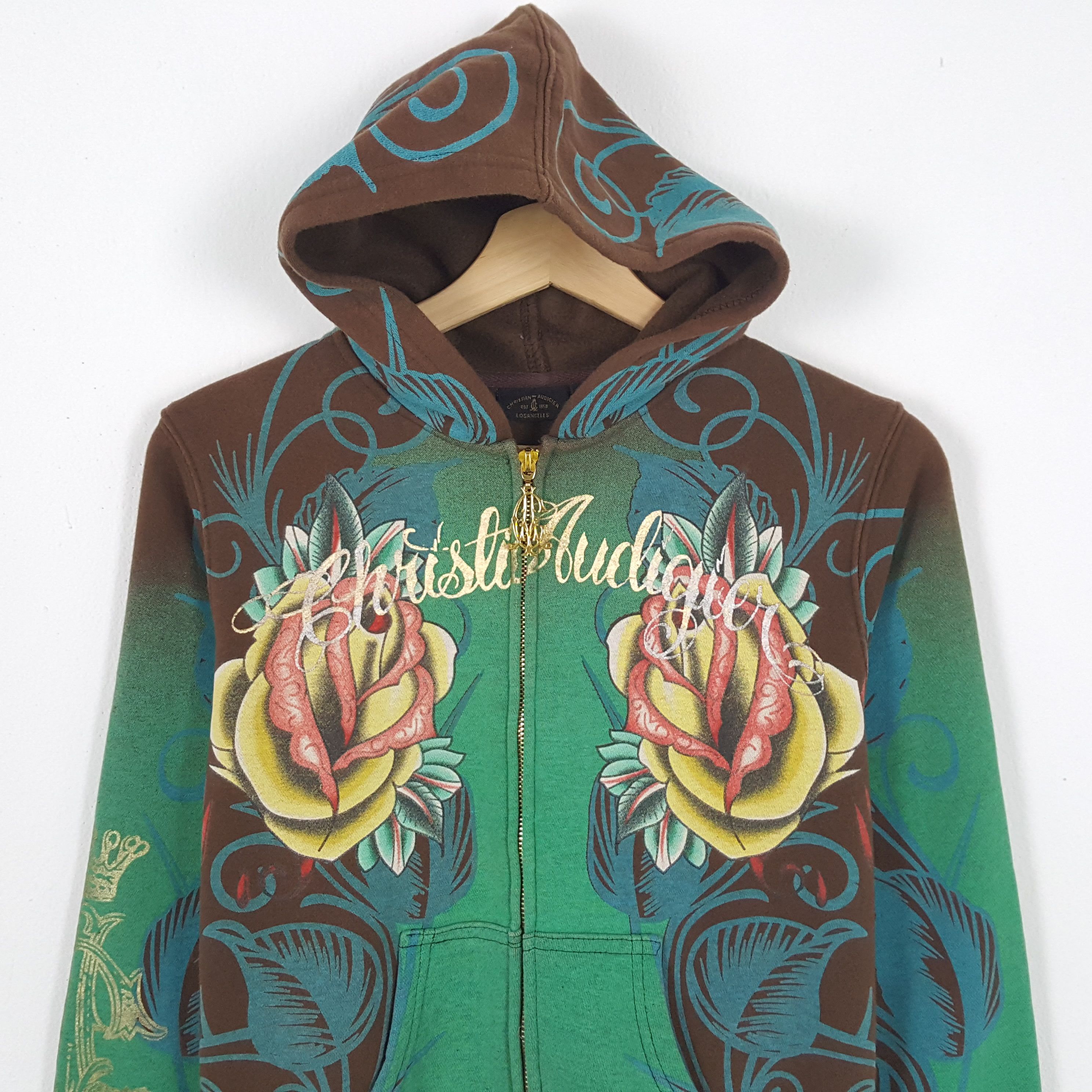 Christian Audigier × Ed Hardy × Vintage Vintage Christian Audigier Designer Ed-Hardy Style Hoodies Size XS / US 0-2 / IT 36-38 - 4 Thumbnail