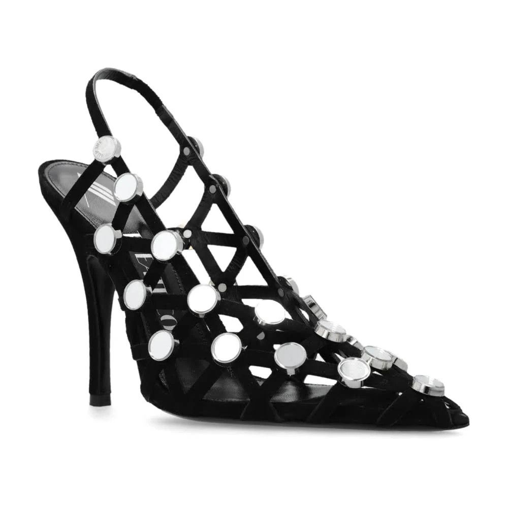 The Attico o1s22i1n1024 Grid Slingback Pumps in Black Size US 8 / IT 38 - 1 Thumbnail