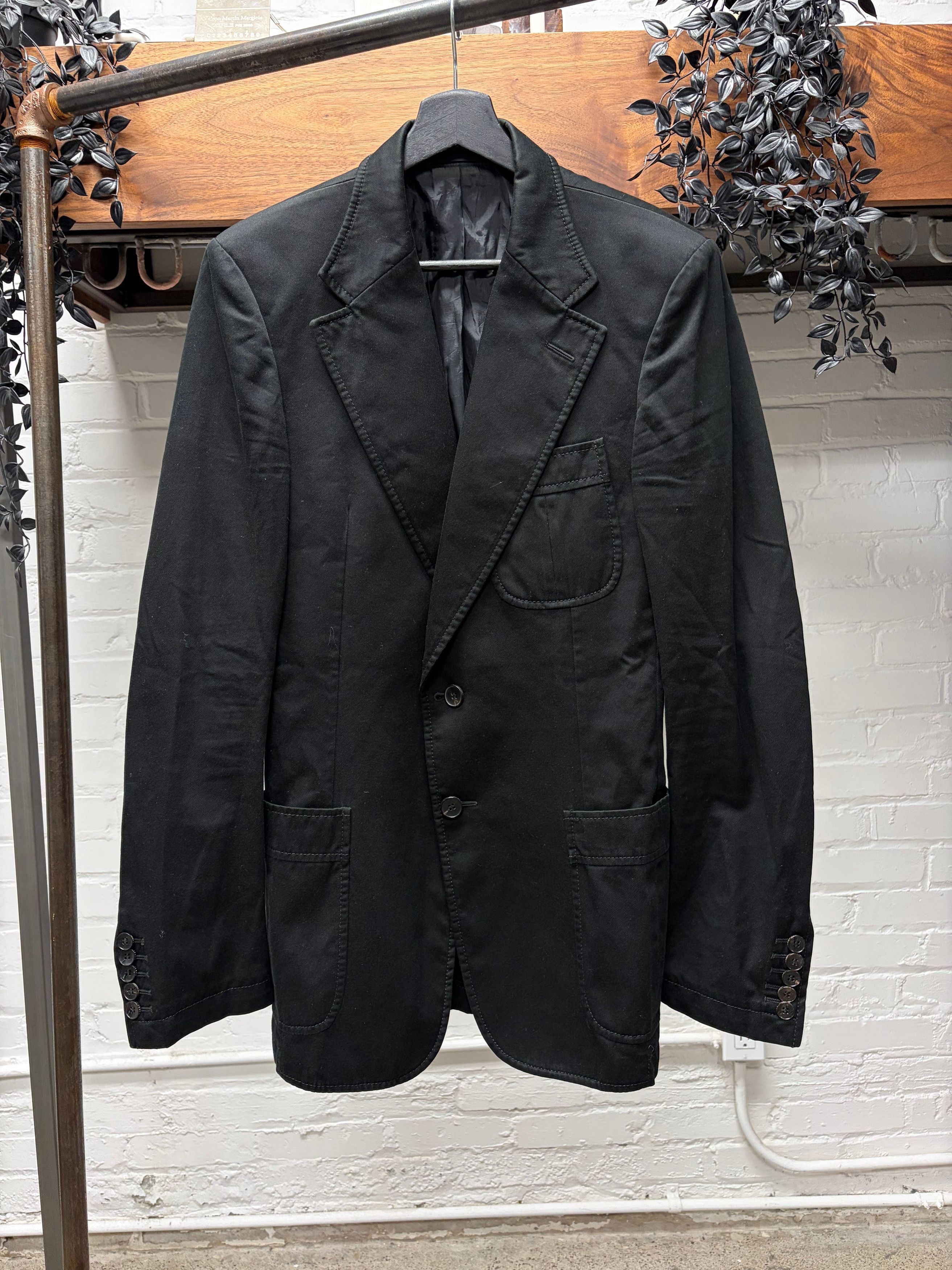 Gucci 2000s Gucci Black Single Breasted Waxed Cotton Long Blazer Size 40R - 1 Thumbnail