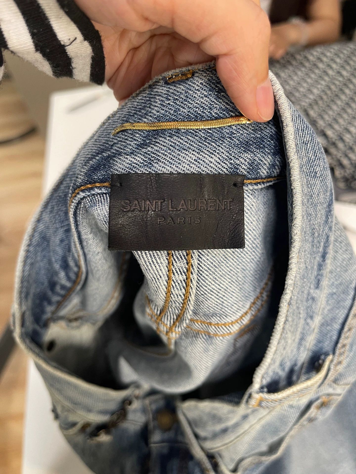Saint Laurent Paris SLP Metallic Logo Jeans Women's 27 Size 27" / US 4 / IT 40 - 7 Thumbnail