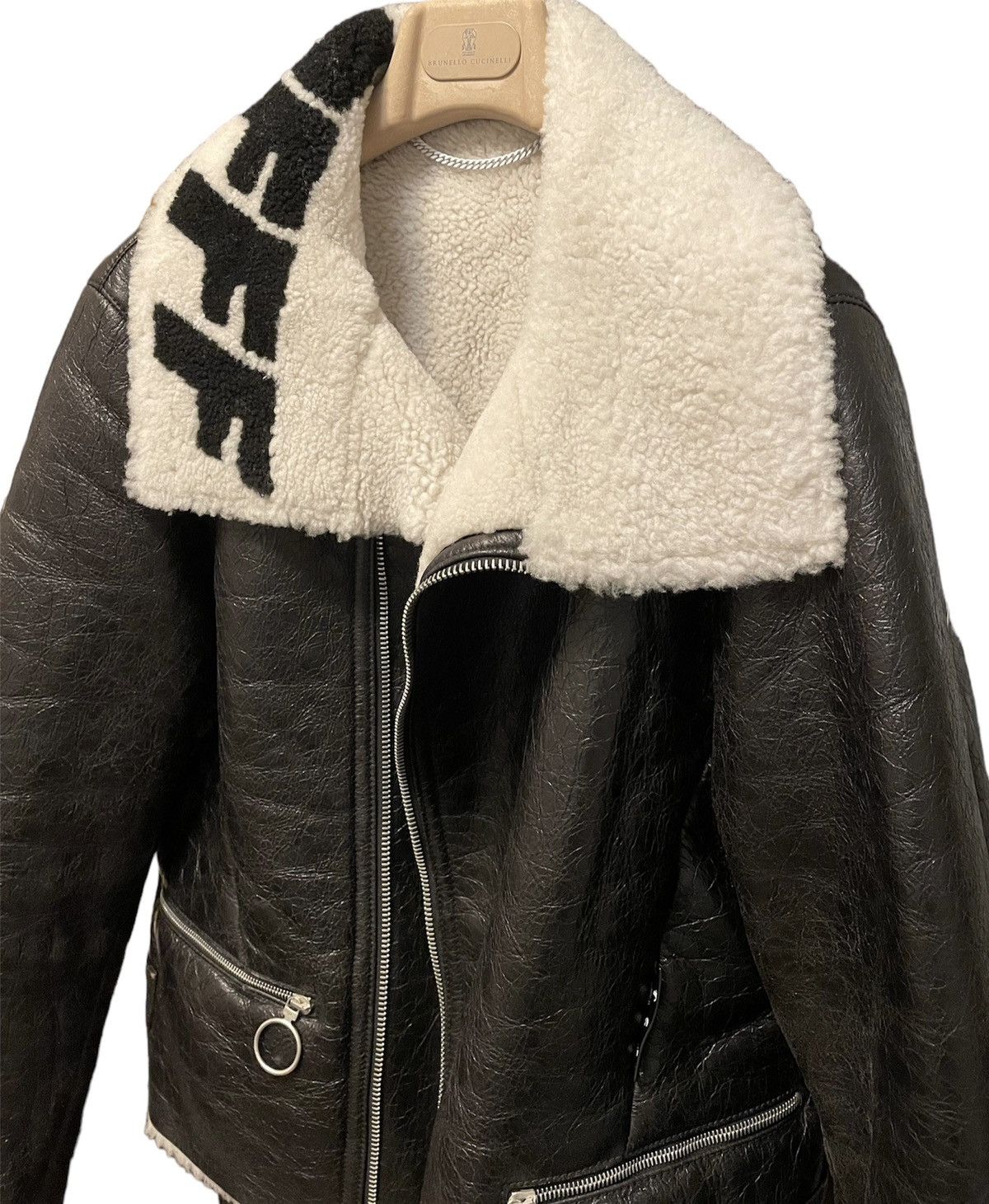 Off-White 🔥Off-White🔥Shearling Leather Jacket Size US M / EU 48-50 / 2 - 9 Thumbnail