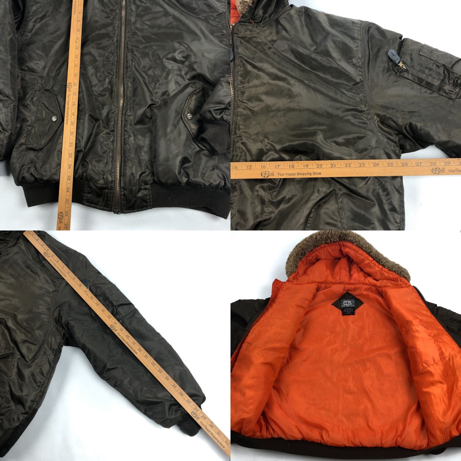 Industrie VINTAGE N2B Pilots Flight Jacket 2XL Nylon Military Bomber Jacket Hooded Fur Brown Unisex Adults Winter Spring Casual Mens Womens Size US XXL / EU 58 / 5 - 8 Thumbnail