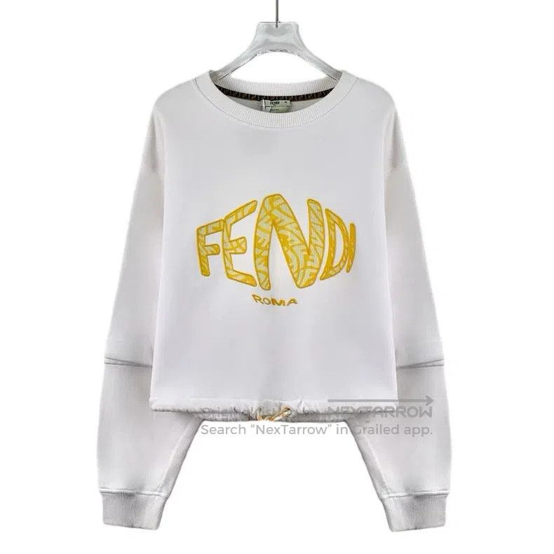 Fendi Fendi White logo letter embroidery cotton round neck long Size S / US 4 / IT 40 - 1 Thumbnail