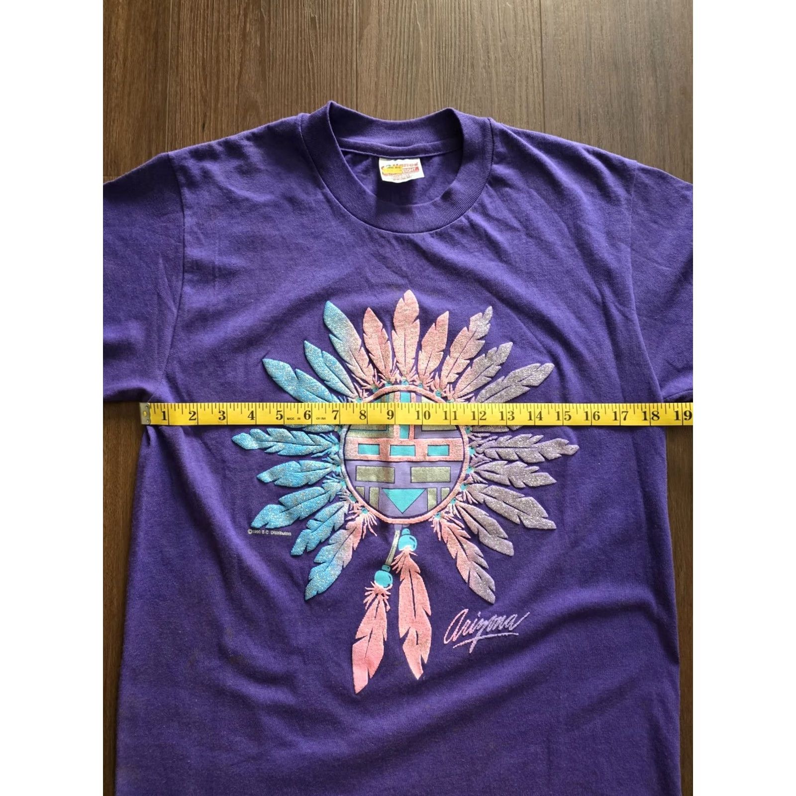 Hanes Vintage 90s Arizona Purple Shirt Adult Medium Hanes Casual Western Southwest Style Size M / US 6-8 / IT 42-44 - 7 Thumbnail