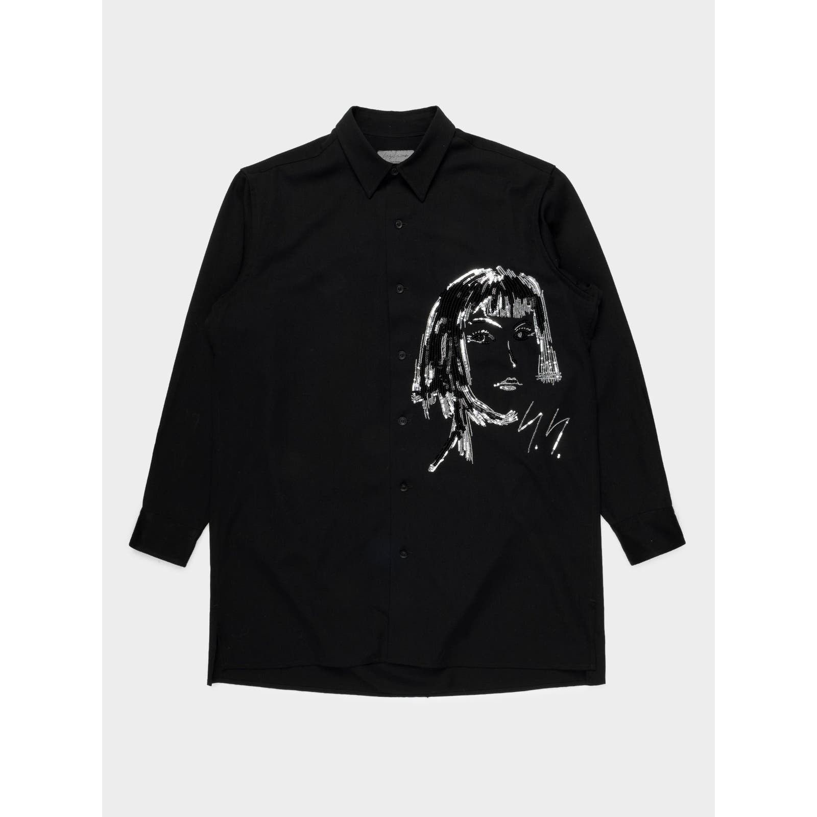 image of Yohji Yamamoto Aw16 Rie Miyazawa Runway Sequin Shirt in Black, Men's (Size Medium)