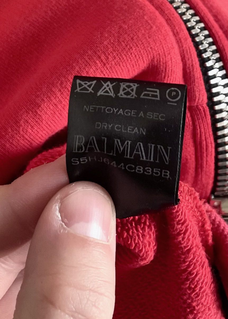 Balmain Balmain Red Sleeveless Zipped-up Embroidered Hoodie Vest Size US M / EU 48-50 / 2 - 7 Thumbnail