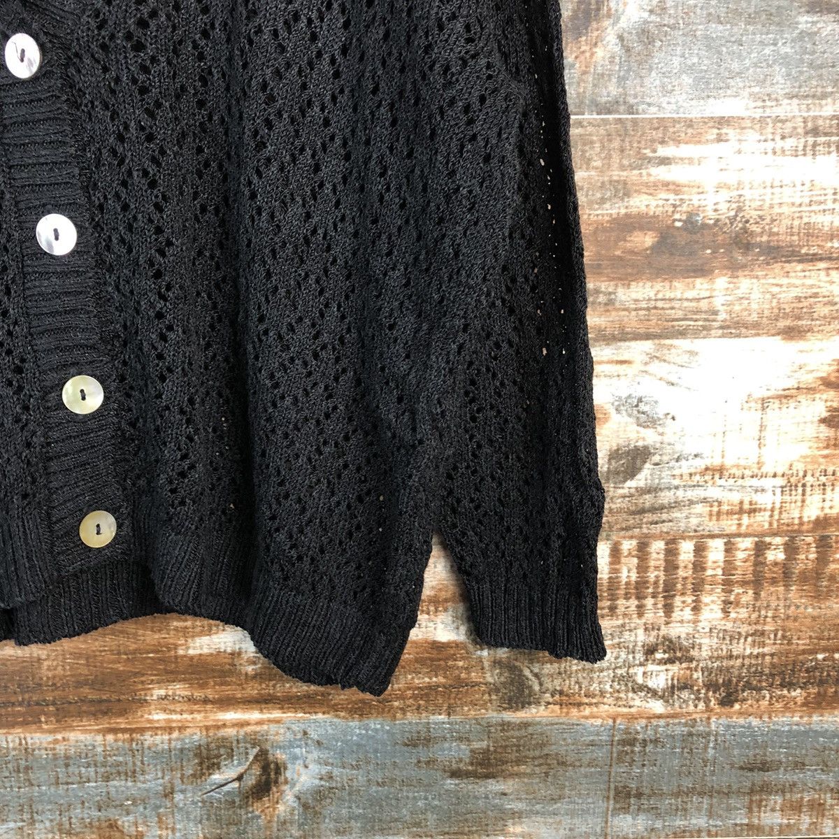 Comme Ca Ism Comme ca Du Mode Black crochet Cardigan Knitwear #A2322 Size US L / EU 52-54 / 3 - 8 Thumbnail