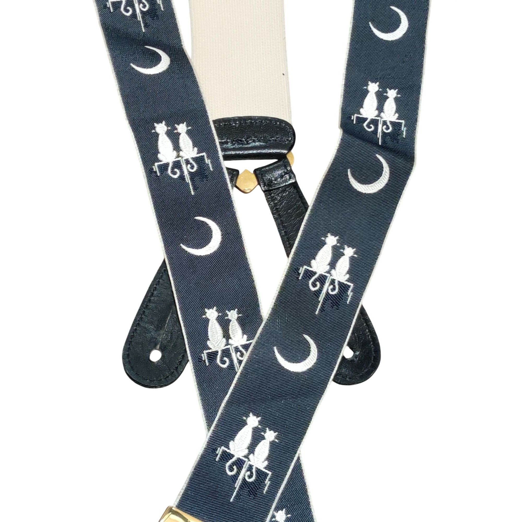 Vintage Trafalgar Calvin Curtis Serenade Silk Suspenders Cat
