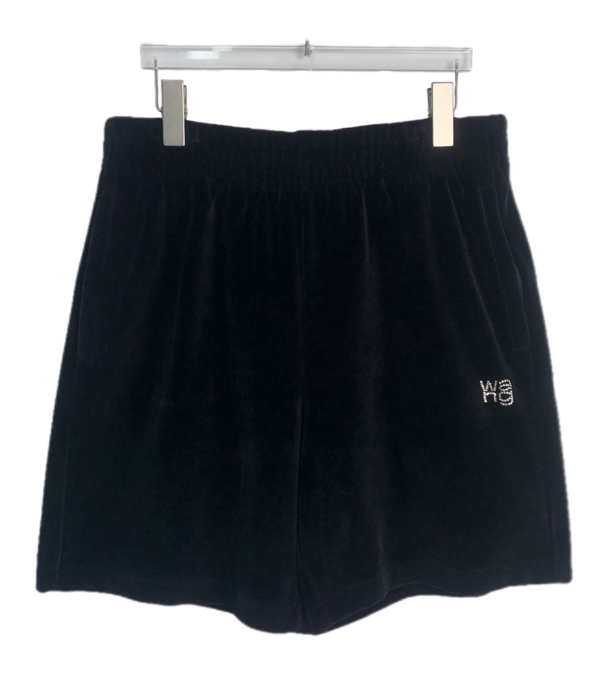 Alexander Wang Alexander Wang Black Velvet Logo Rhinestone Shorts K26WX Size 25" / US 0 / IT 36 - 1 Thumbnail