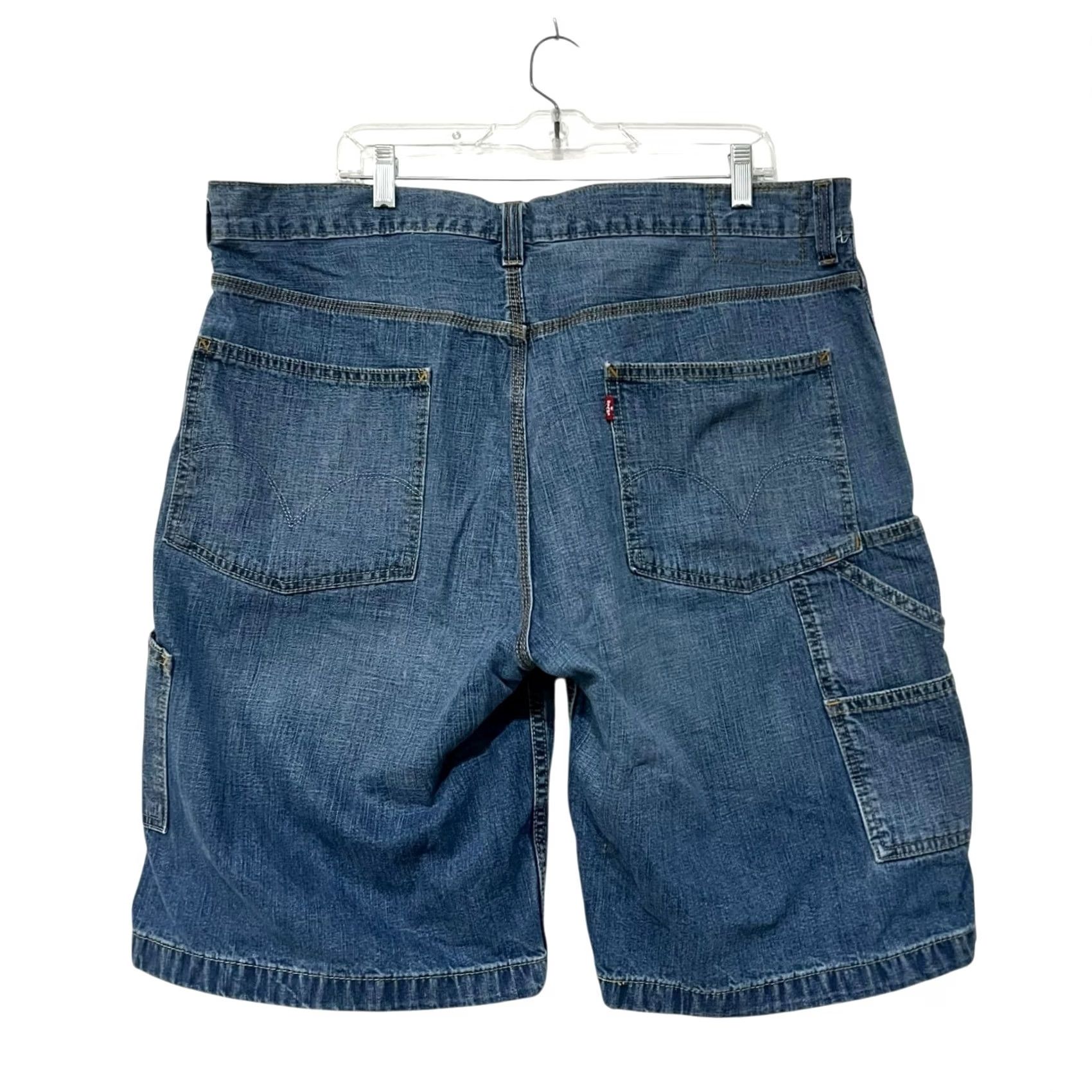 Denime VINTAGE Levi’s Carpenter Shorts Jorts Mens 40 11” Inseam Blue Denim Baggy 90s Y2K Grunge Skater Motorcyclist Casual Mens Size US 40 / EU 56 - 4 Thumbnail
