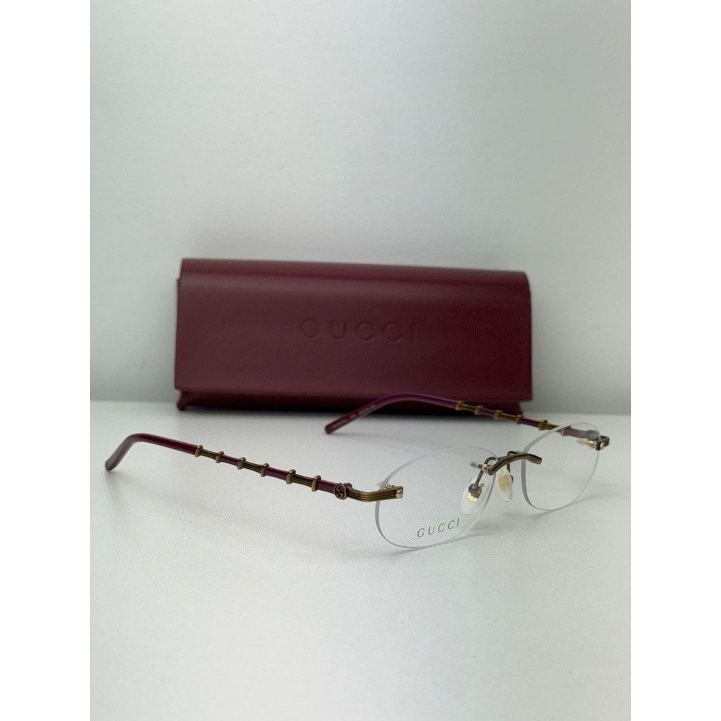 Gucci NEW Gucci GG0857OK Bronze Bamboo Rimless Eyeglass Frames Size ONE SIZE - 4 Thumbnail