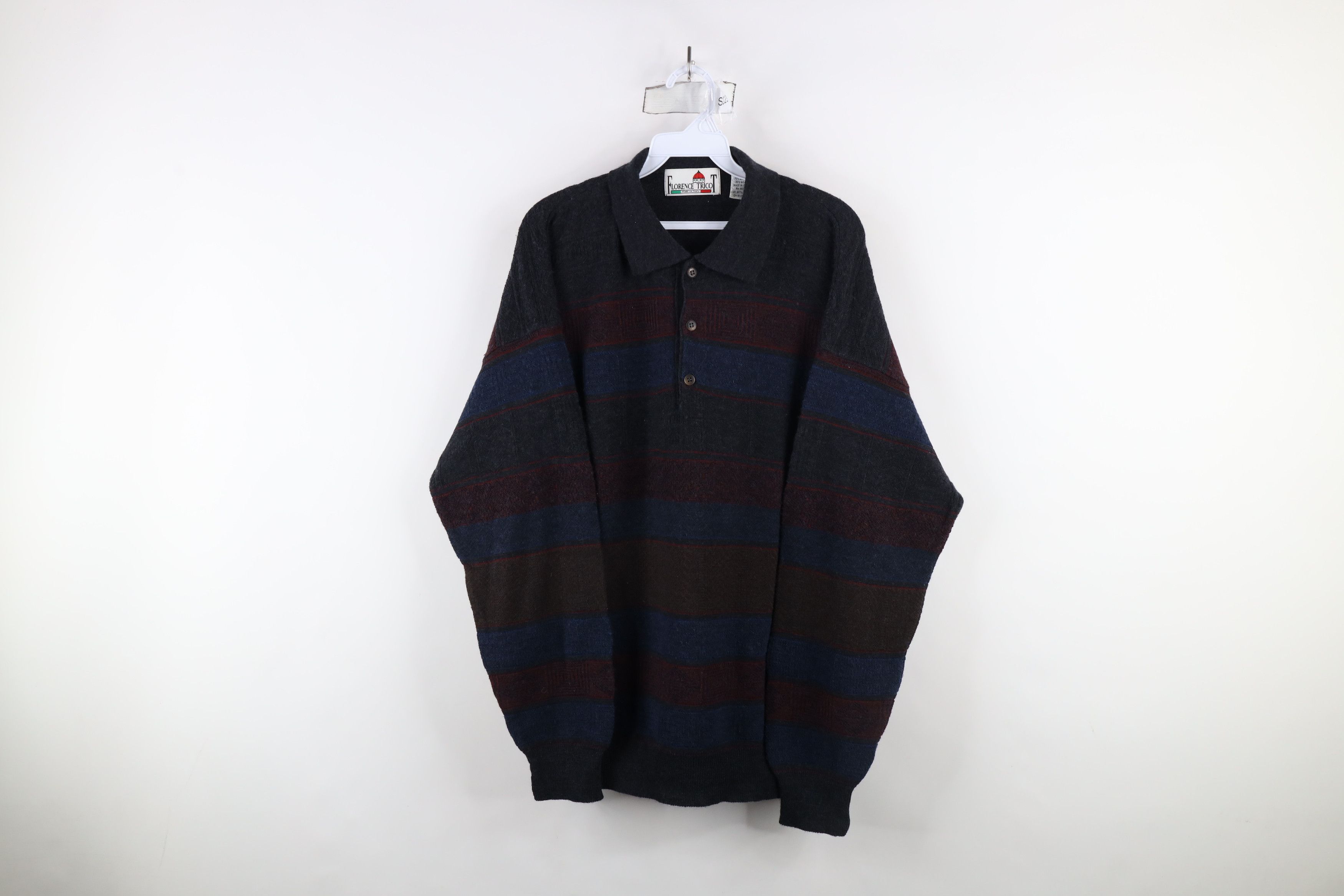 Vintage Vintage 90s Streetwear Wool Blend Knit Collared Sweater Size ONE SIZE - 1 Thumbnail