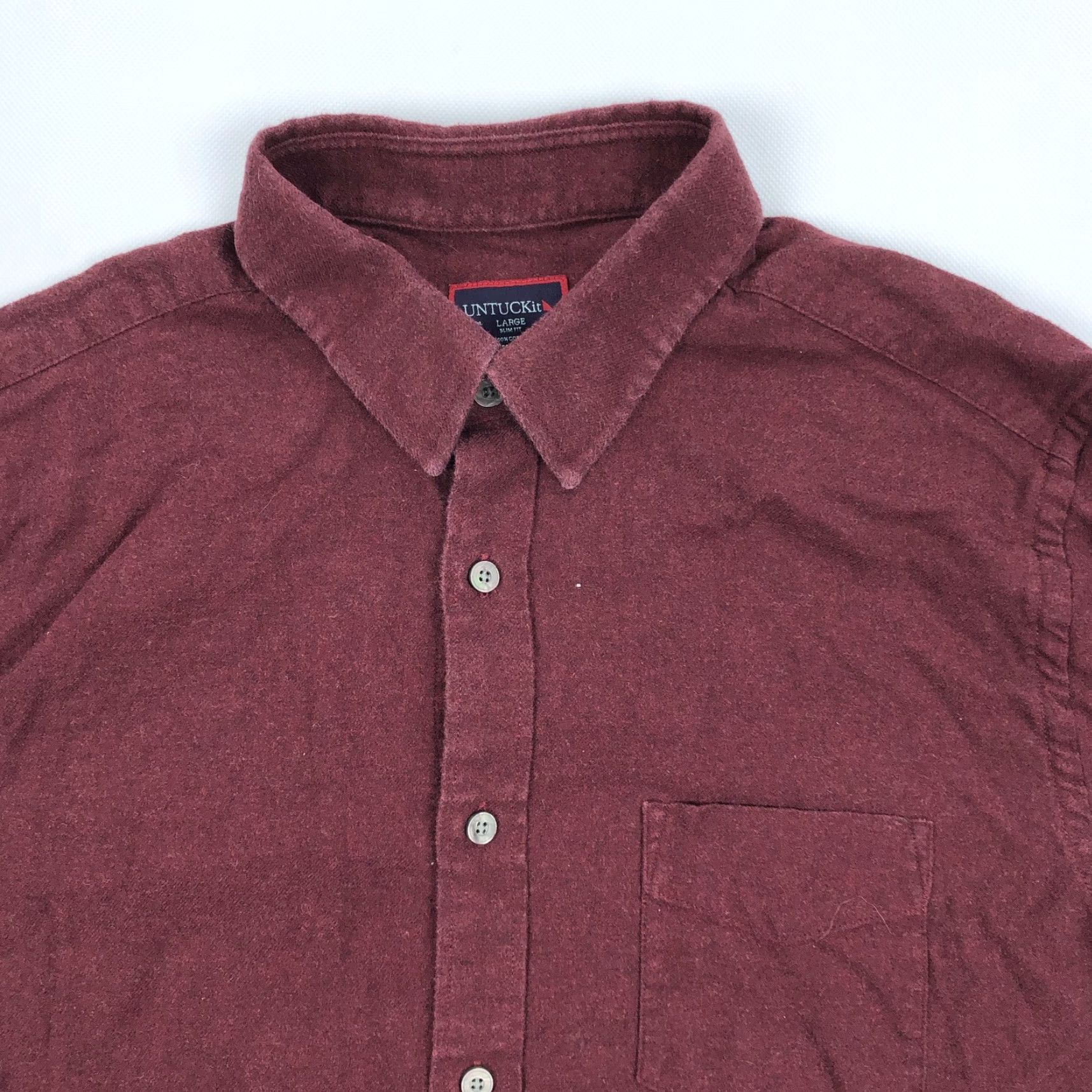 UNTUCKit UNTUCKit Sherwood Men's L Slim Fit Burgundy Flannel Button-Down Shirt Size US L / EU 52-54 / 3 - 2 Thumbnail