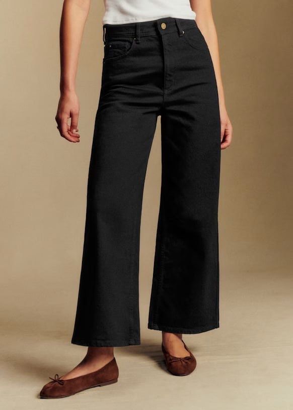 Sezane Sezane denim Le crop Black Wide Leg Minimalist Design Jeans Size 26" / US 2 / IT 38 - 2 Thumbnail