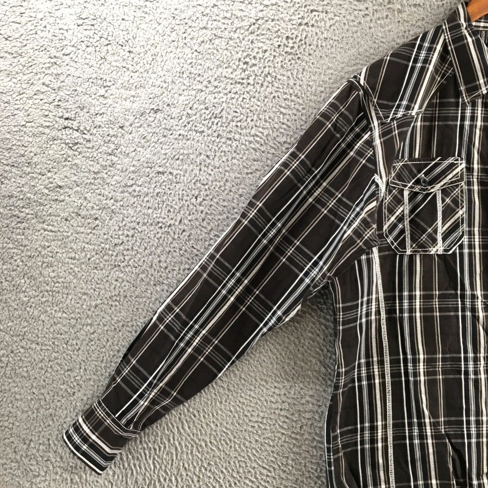 Vintage BKE Buckle Slim Fit Button Up Shirt Men XL Black Plaid Cotton Long Sleeve Casual Size US XL / EU 56 / 4 - 6 Thumbnail
