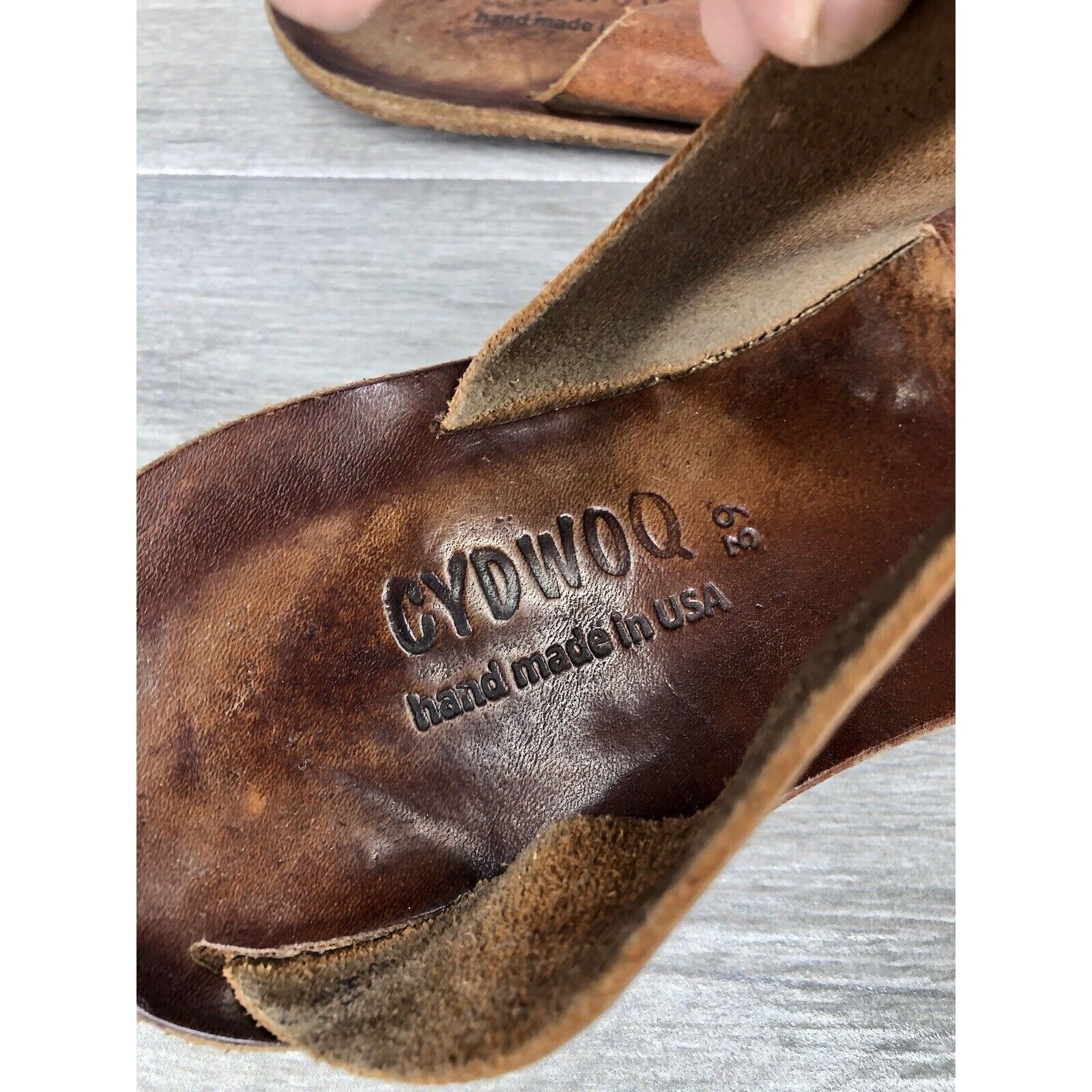 CYDWOQ Cydwoq Brown Leather Toe Post Strap Flat Handmade Sandals Wo Size US 9 / IT 39 - 18 Thumbnail