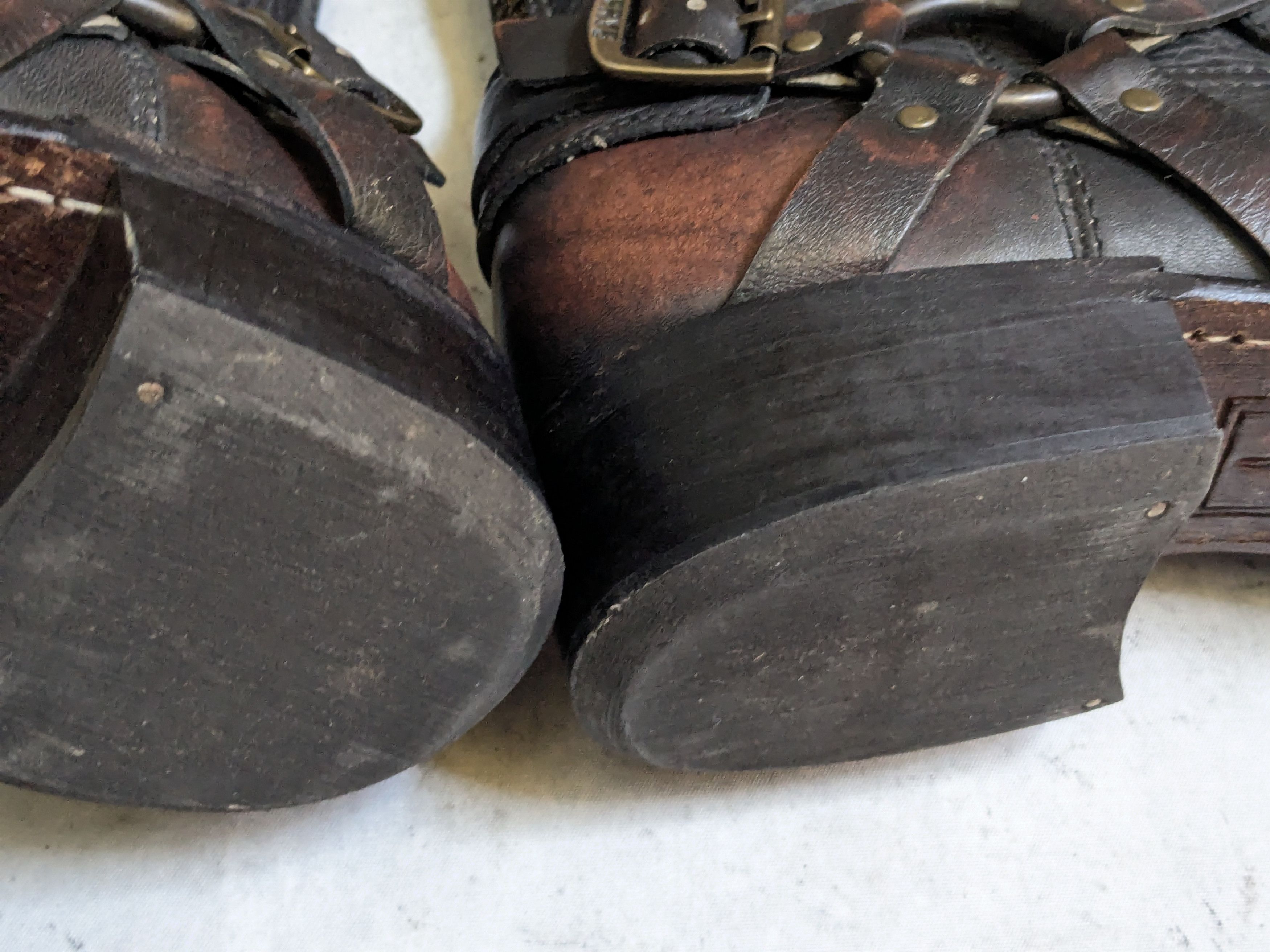 Frye Frye Harness Boots Brown 11 Back Zip Leather Buckle Strap Size US 11 / EU 44 - 19 Thumbnail