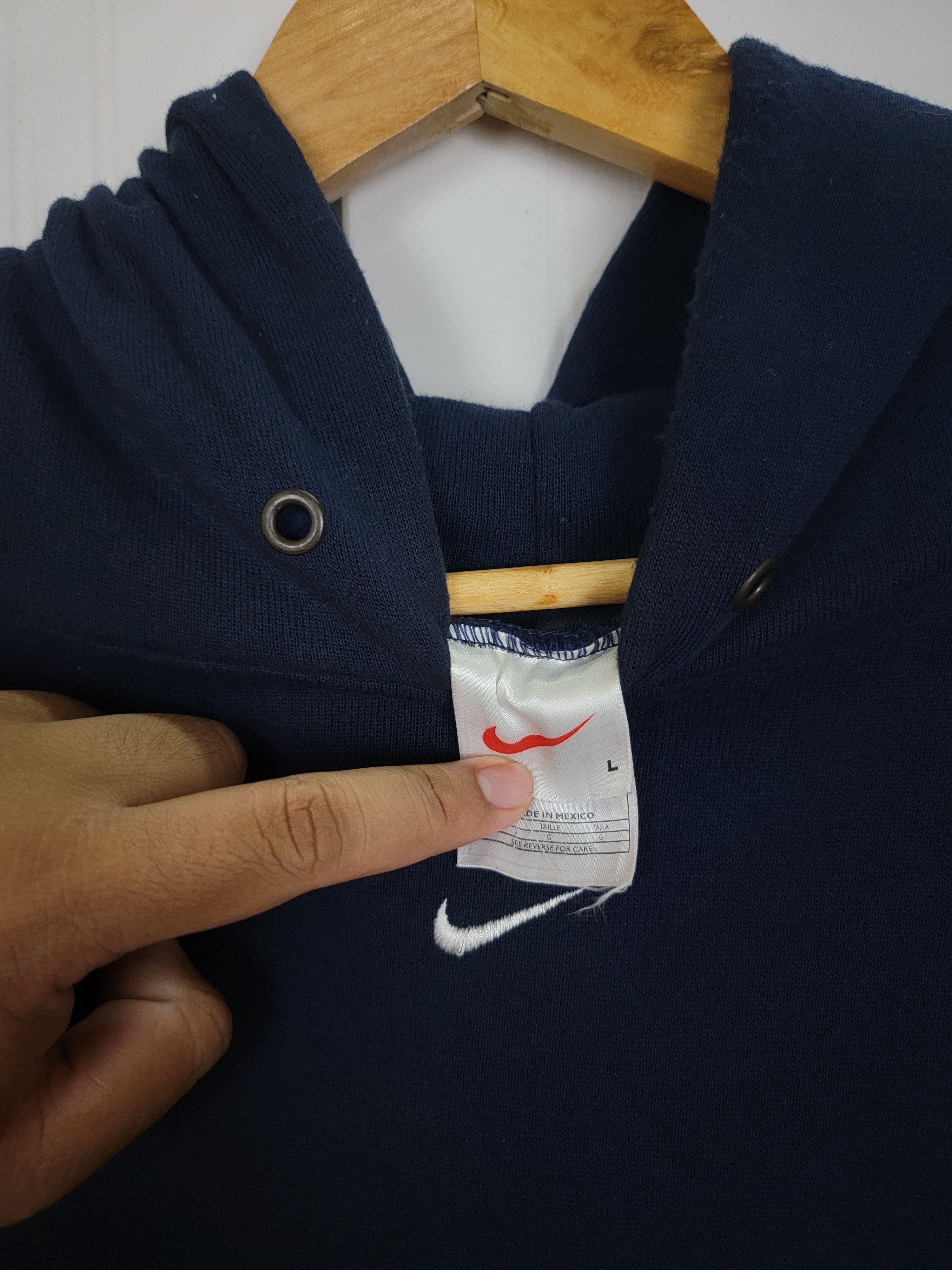 Nike × Vintage Vintage 90s Nike Center Swoosh Hoodies Size US L / EU 52-54 / 3 - 6 Thumbnail