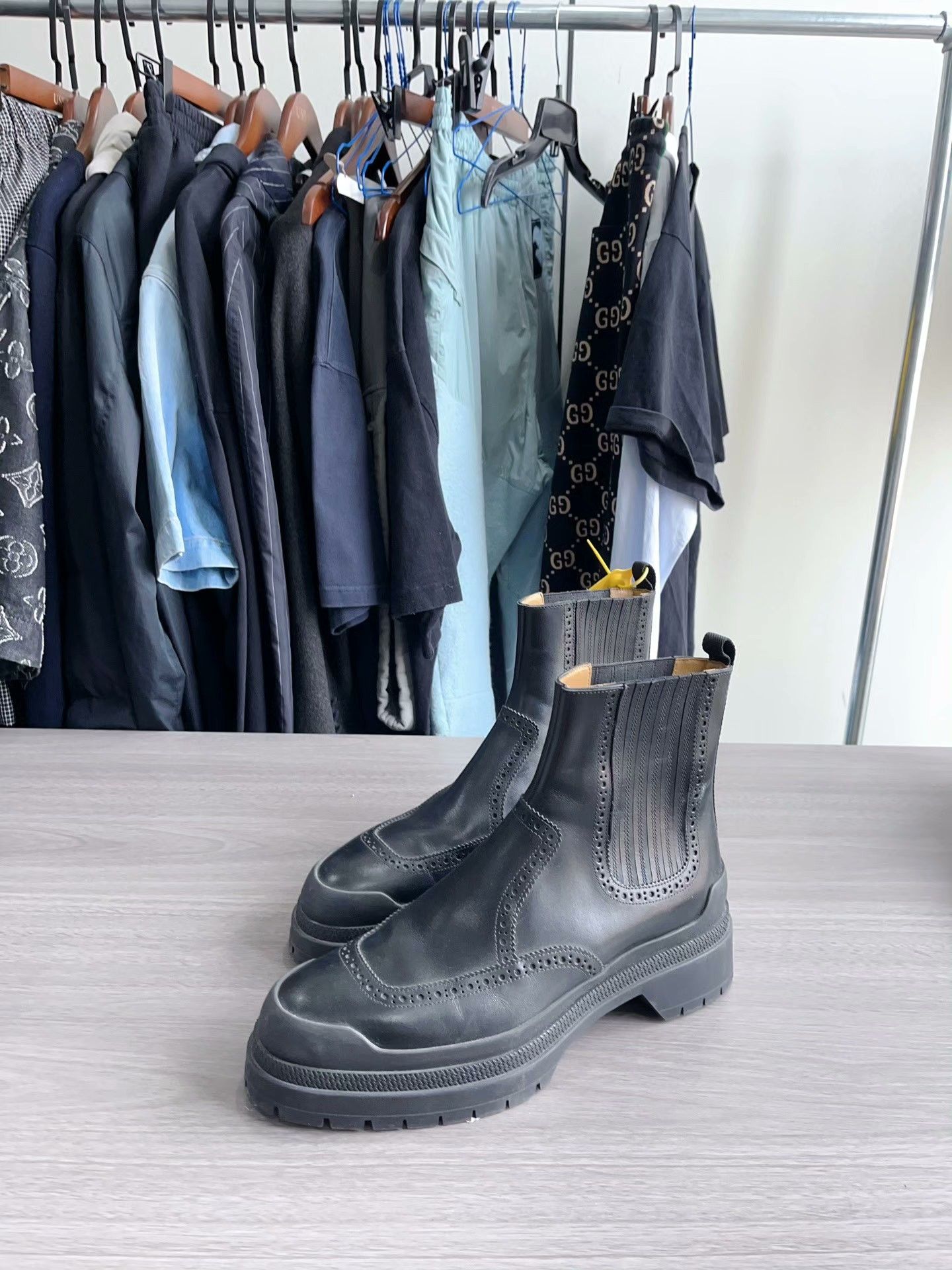Hermes Hermes Brogue Leather Lug Sole Chelsea Boots Size US 9 / EU 42 - 8 Thumbnail