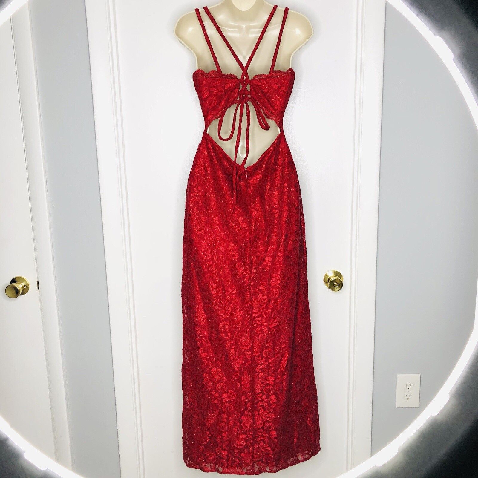 Other Morgan & Co Junior Babydoll Red Lace Prom Gown Dress Sz 5 Size S / US 4 / IT 40 - 9 Thumbnail