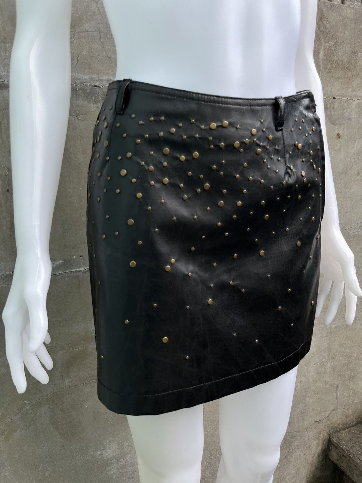 Moschino Studded Leather Skirt Size 27" / US 4 / IT 40 - 2 Thumbnail